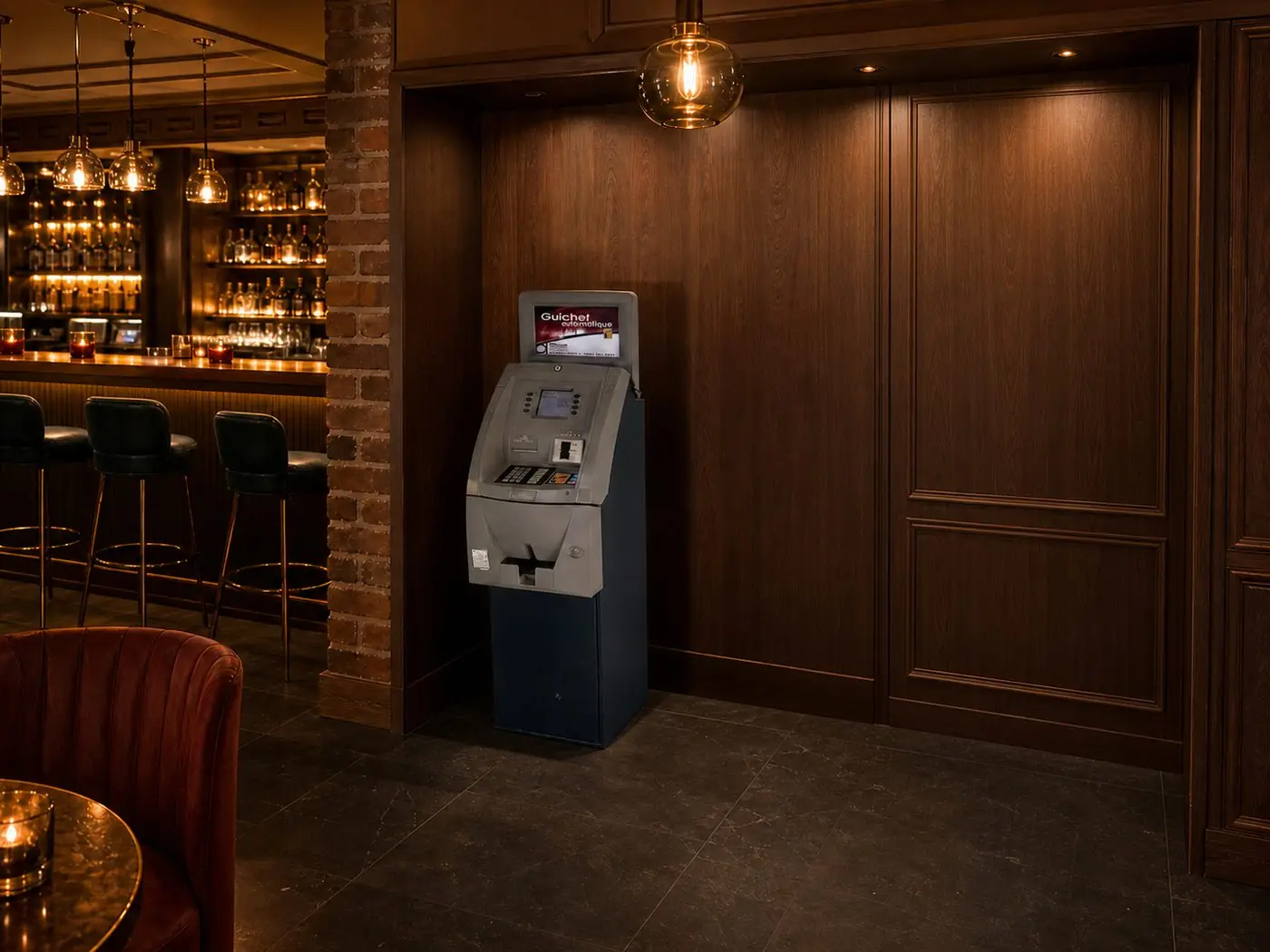 Guichet automatique dans un bar